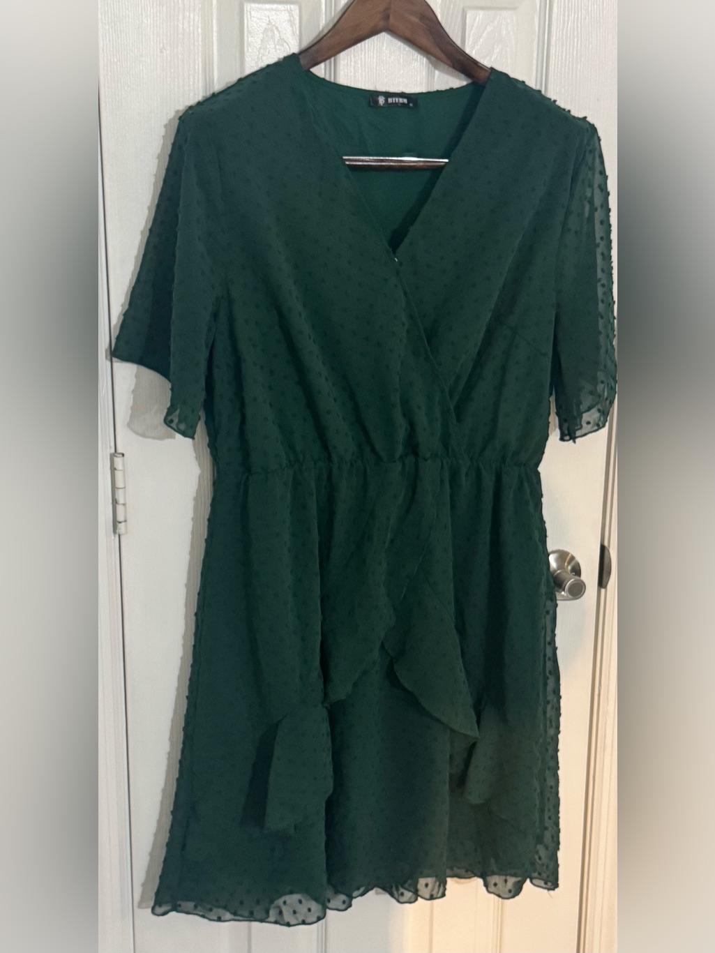 Green Swiss Dot Wrap Dress  Brand Loft